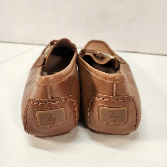 27 Edit Hellen Chain Leather Loafer Flats English Tea Brown Women's Size 8M - Picture 6 of 11